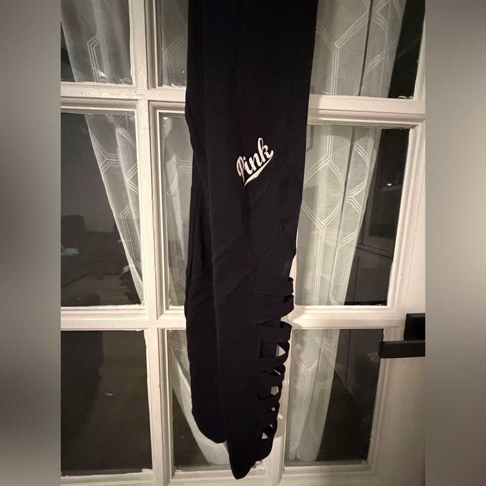 PINK Victoria's Secret Kids Black Leggings with Side Cutouts